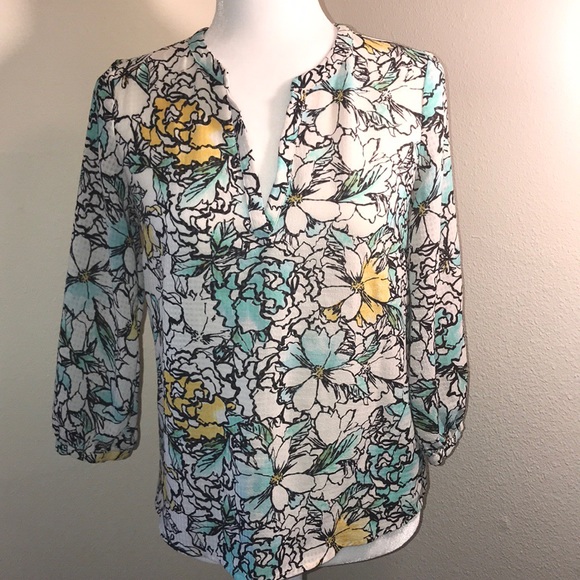 The Limited Tops - THE LIMITED 3/4 Sleeve Floral Blouse